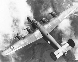 overhead view of B-24 Liberator in flight