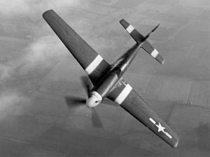P-51A Mustang banking in flight