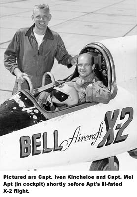 Iven Kincheloe, and Mel Apt in Bell X-2 cockpit