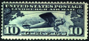 Lindberg airmail stamp issued in 1927