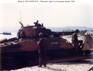 Bulldozer-equipped Sherman tank