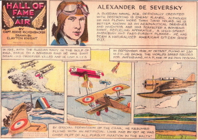 Seversky in the 1935 Hall of Fame of the Air cartoon feature