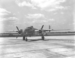 North American B-25J on runway
