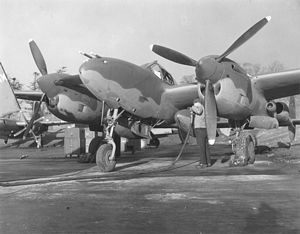 P-38 being re-fueled