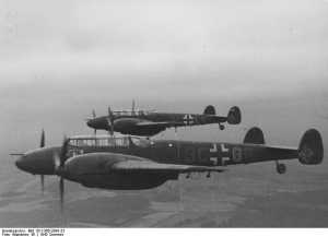 Bf 110s in flight