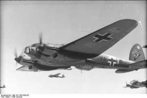 He-111 bomber in flight