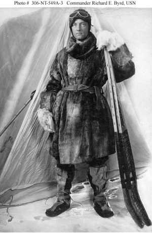 Commander Richard Byrd, with snowshoes