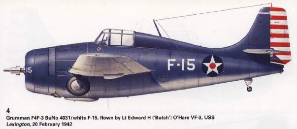 F4F Wildcat flown by Butch O'Hare, Feb, 1942