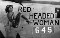 pinup nose art red headed woman