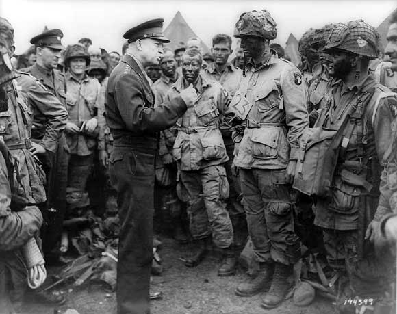 Eisenhower with paratrooper just before D-Day
