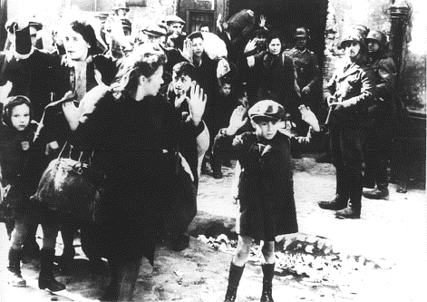 Jewish boy raising his hands in Warsaw Ghetto, May 1943