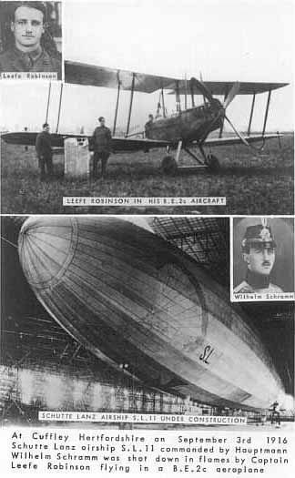 Leefe-Robinson, BE2c, and Schutte-Lanz airship