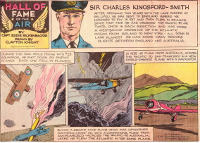Kingsford Smith in the 1935 Hall of Fame of the Air cartoon feature