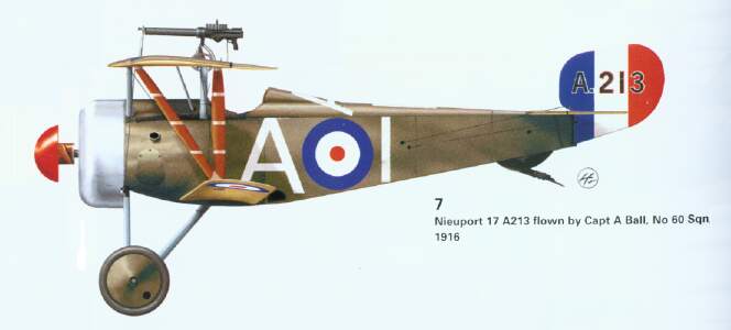 Nieuport 17 flown by Albert Ball with No. 60 Sqn.