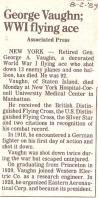 George Vaughn 1989 newspaper obituary