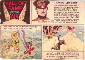 Raoul Lufbery - from 1935 Hall of Fame of the Air cartoon feature
